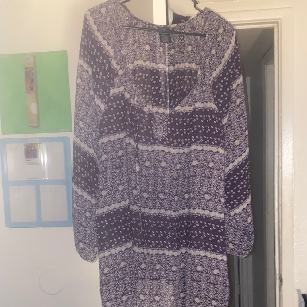 Faded Glory Purple Sheath Blouse with Bishop Sleeves
